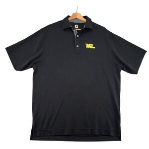 FootJoy Polo Shirt Mens XL Black Performance Golf Shirt Embroidered Logo
